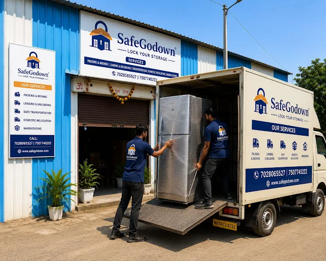 SafeGodown godown at Borade Vasti, Moshi, Pimpri-Chinchwad, Pune with household goods in storage
